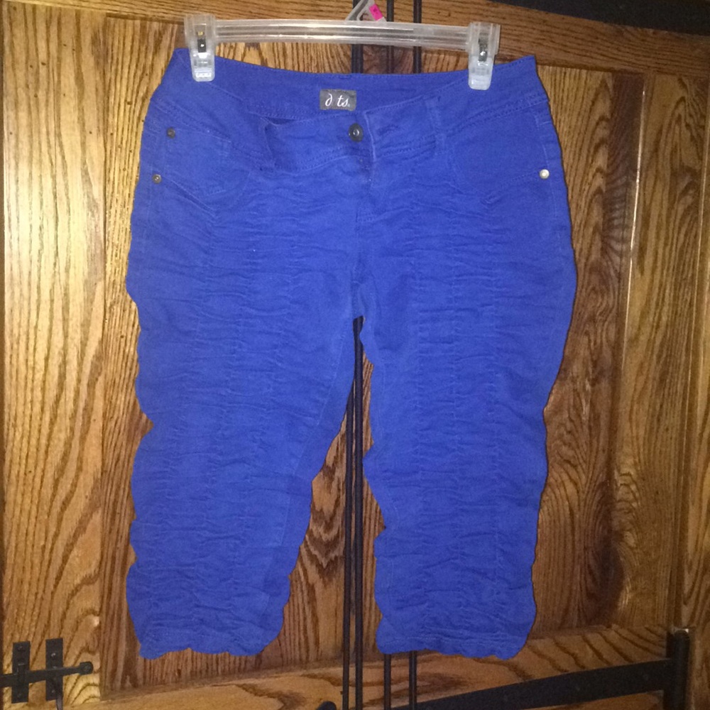Royal Blue stretch ribbed crop pants